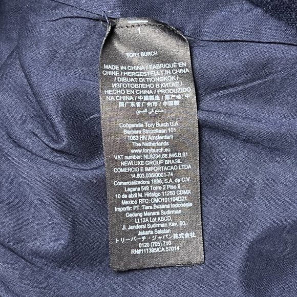 Tory Burch Linen Sheath Dress Size 4 Button Front Navy Blue Sleeveless Pockets - Picture 6 of 9